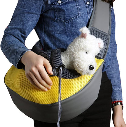 Dog Sling Carrier for Small Dogs Cat Puppy Crossbody Bag Carrier | Hands-Free, Safety Hook, Large Zipper Pocket, Soft Breathable Mesh, Adjustable Strap, Reflective Strip, Portable Travel Safe