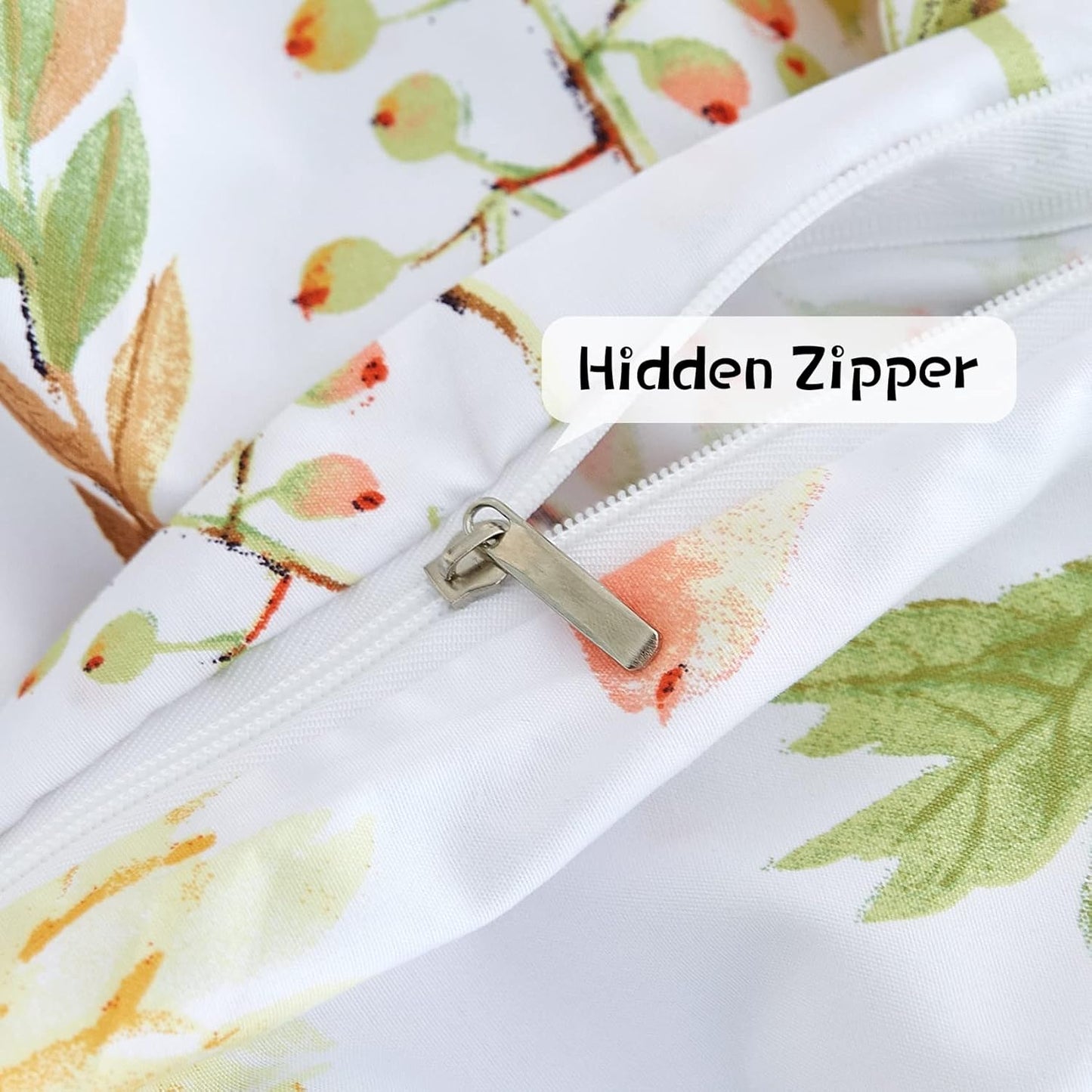 Yellow Floral Printed Duvet Cover Set King Size | Soft Botanical Microfiber Duvet Cover with Pillow Shams, Zipper Closure Corner Ties, Oeko-Tex Certified