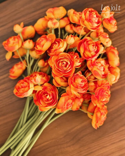 Artificial Ranunculus Flower Yellow, 18 Pcs | Silk Flower, Faux DIY Bouquet, Wedding Engagement Centerpieces, Bridal Shower Decorations, Home Decor