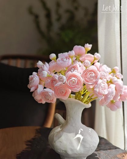 Artificial Ranunculus Flower Yellow, 18 Pcs | Silk Flower, Faux DIY Bouquet, Wedding Engagement Centerpieces, Bridal Shower Decorations, Home Decor