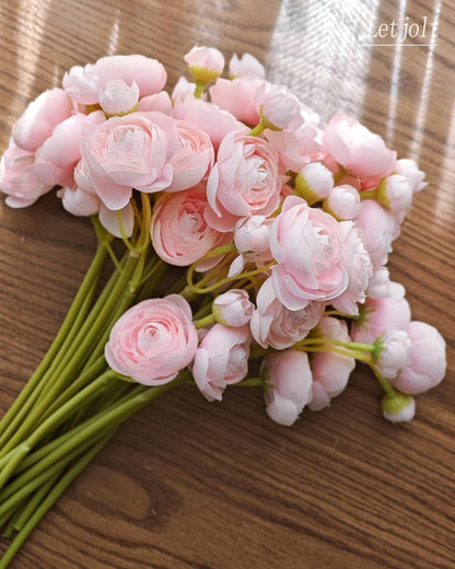 Artificial Ranunculus Flower Yellow, 18 Pcs | Silk Flower, Faux DIY Bouquet, Wedding Engagement Centerpieces, Bridal Shower Decorations, Home Decor