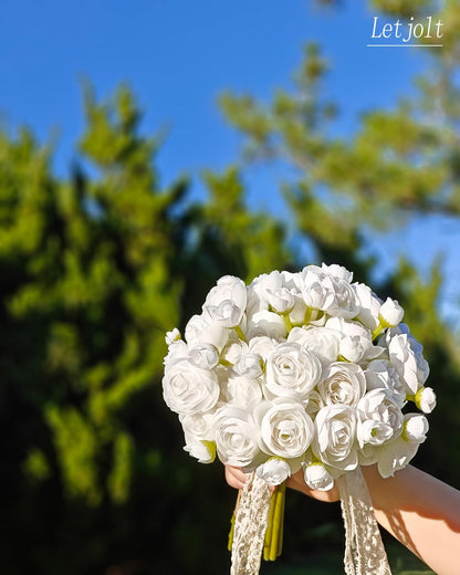 Artificial Ranunculus Flower Yellow, 18 Pcs | Silk Flower, Faux DIY Bouquet, Wedding Engagement Centerpieces, Bridal Shower Decorations, Home Decor