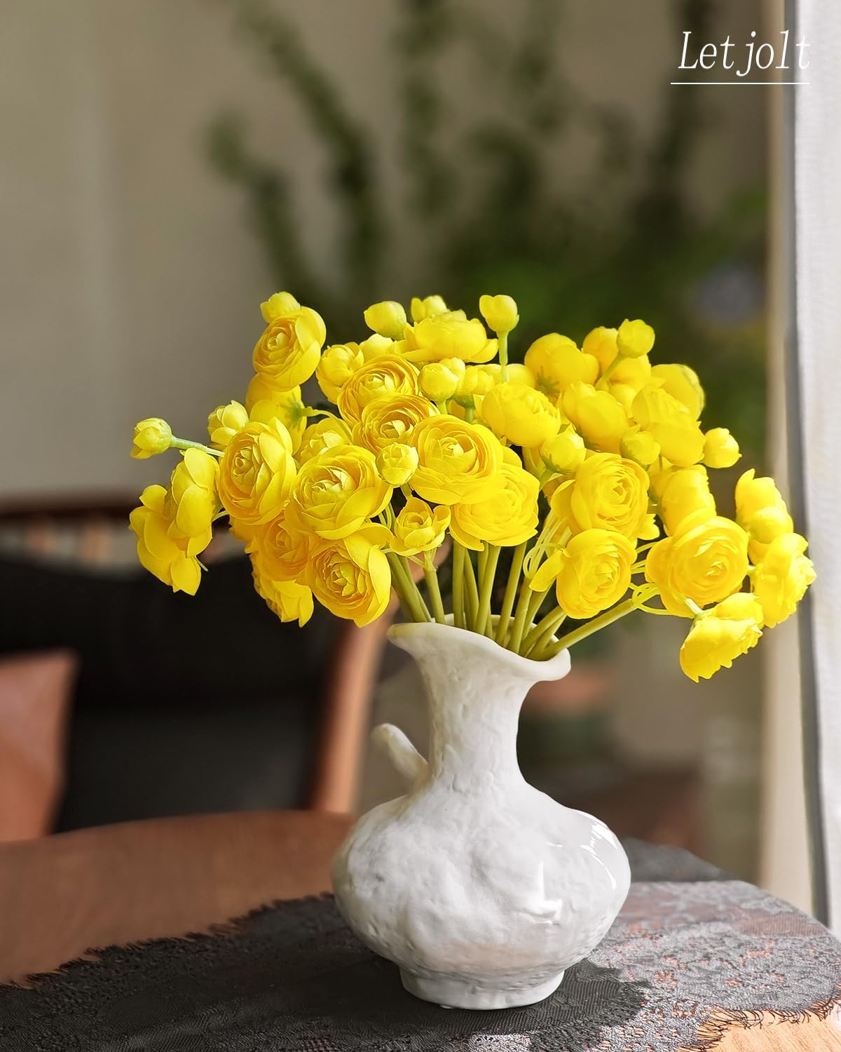 Artificial Ranunculus Flower Yellow, 18 Pcs | Silk Flower, Faux DIY Bouquet, Wedding Engagement Centerpieces, Bridal Shower Decorations, Home Decor