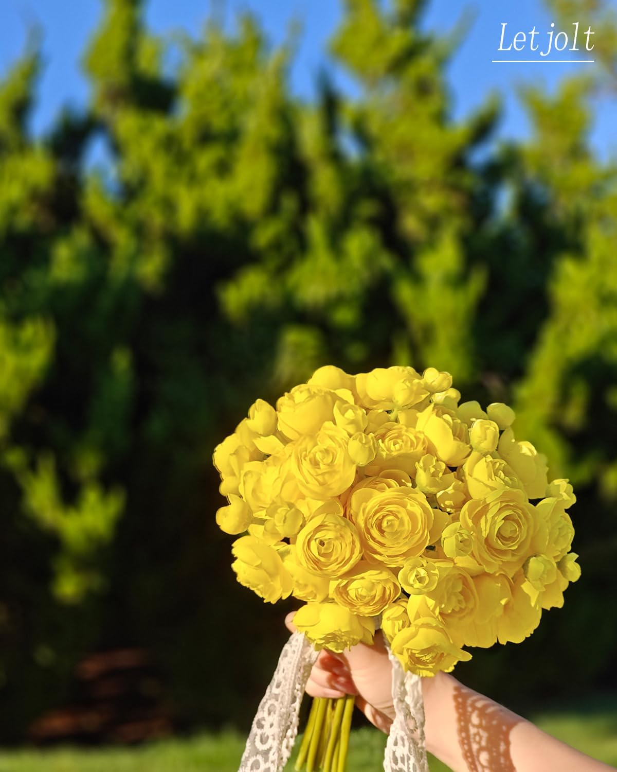 Artificial Ranunculus Flower Yellow, 18 Pcs | Silk Flower, Faux DIY Bouquet, Wedding Engagement Centerpieces, Bridal Shower Decorations, Home Decor