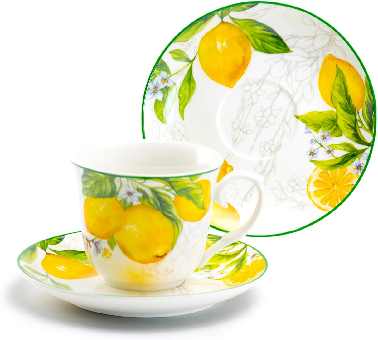 Grace Teaware Lemon Garden Fine Porcelain Tea Cup and Saucer