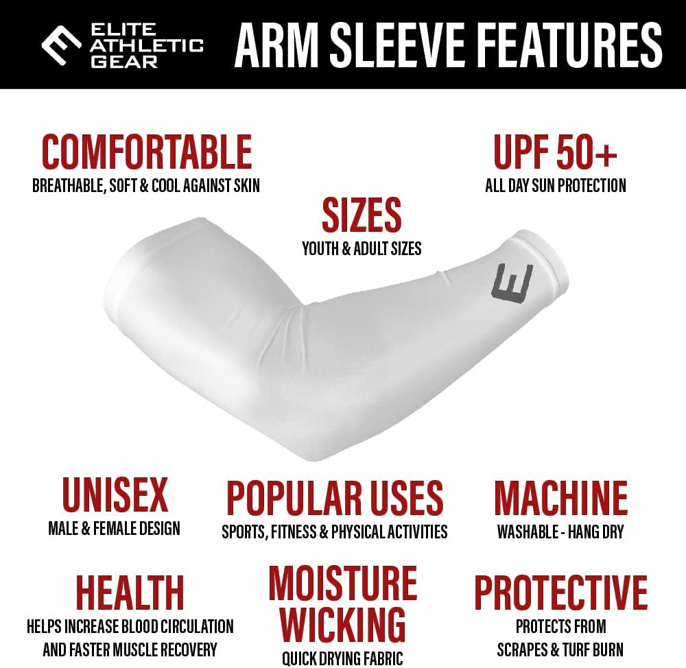 Lightning Compression Arm Sleeves - Youth & Adult Sizes - Wear for Sports & Fitness - Sold Individually