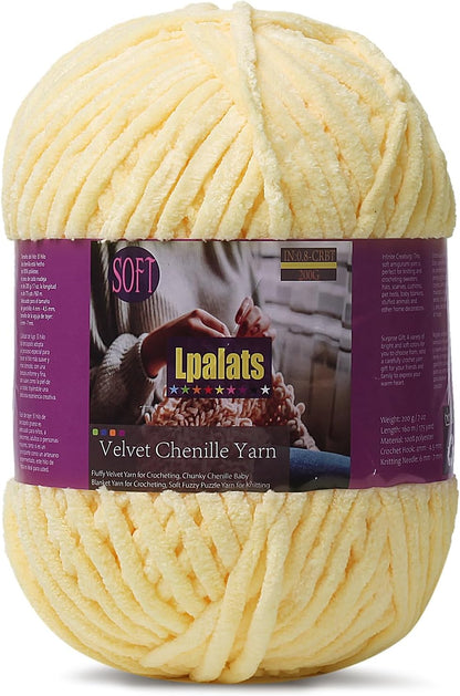 Baby Blanket Yarn for Crocheting - 1 Pack of 200g/7oz Chunky Chenille Yarn for Knitting Blankets Amigurumi - #6 Super Bulky - 174 Yards Soft Thick Plush Yarns (1, Goose Yellow)