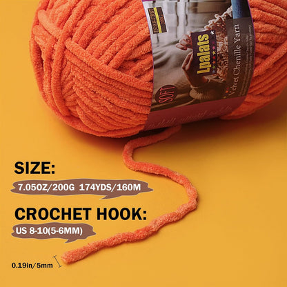 Baby Blanket Yarn for Crocheting - 1 Pack of 200g/7oz Chunky Chenille Yarn for Knitting Blankets Amigurumi - #6 Super Bulky - 174 Yards Soft Thick Plush Yarns (1, Goose Yellow)