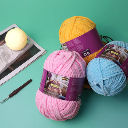 Baby Blanket Yarn for Crocheting - 1 Pack of 200g/7oz Chunky Chenille Yarn for Knitting Blankets Amigurumi - #6 Super Bulky - 174 Yards Soft Thick Plush Yarns (1, Goose Yellow)