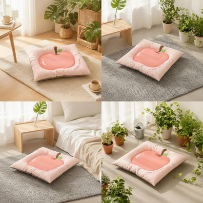 Mat Pet Bed Cushion Pad Nest with Supportive Border and Soft Thick Filling Washable Oxford Cloth Construction with Fruit Print Suitable for Small Dogs Decoration, Yellow, 50 60