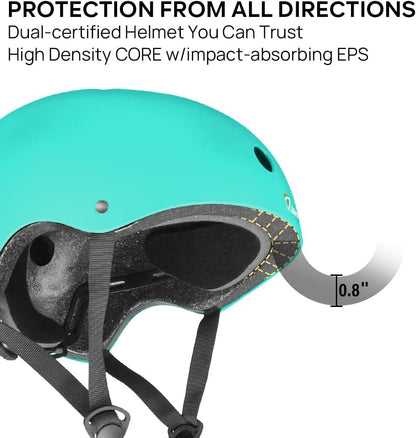 Skateboard Helmet - Lightweight, Adjustable & Ventilated Helmet for Scooter, Roller Skate, Inline Skate
