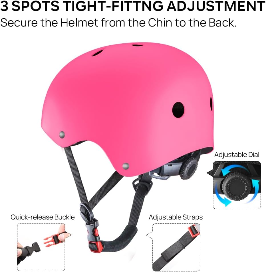 Skateboard Helmet - Lightweight, Adjustable & Ventilated Helmet for Scooter, Roller Skate, Inline Skate