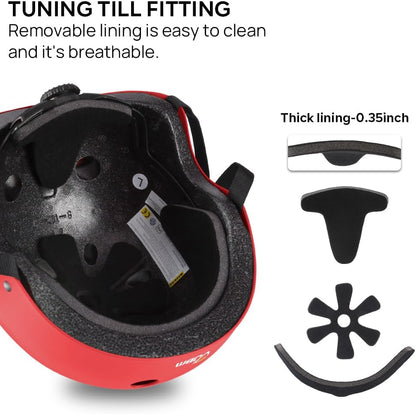 Skateboard Helmet - Lightweight, Adjustable & Ventilated Helmet for Scooter, Roller Skate, Inline Skate