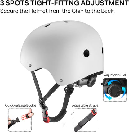 Skateboard Helmet - Lightweight, Adjustable & Ventilated Helmet for Scooter, Roller Skate, Inline Skate