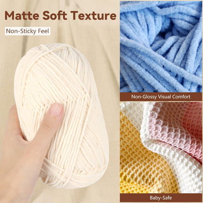 Skinny Chenille Yarn for Crocheting - 6 Pack of 50g/158yd (948yd Total) - Soft Matte Thin Chenille CYC #2 - Fine Weight Baby Yarn for Plush Toys, Baby Blankets & Small Crafts(Sun Yellow)