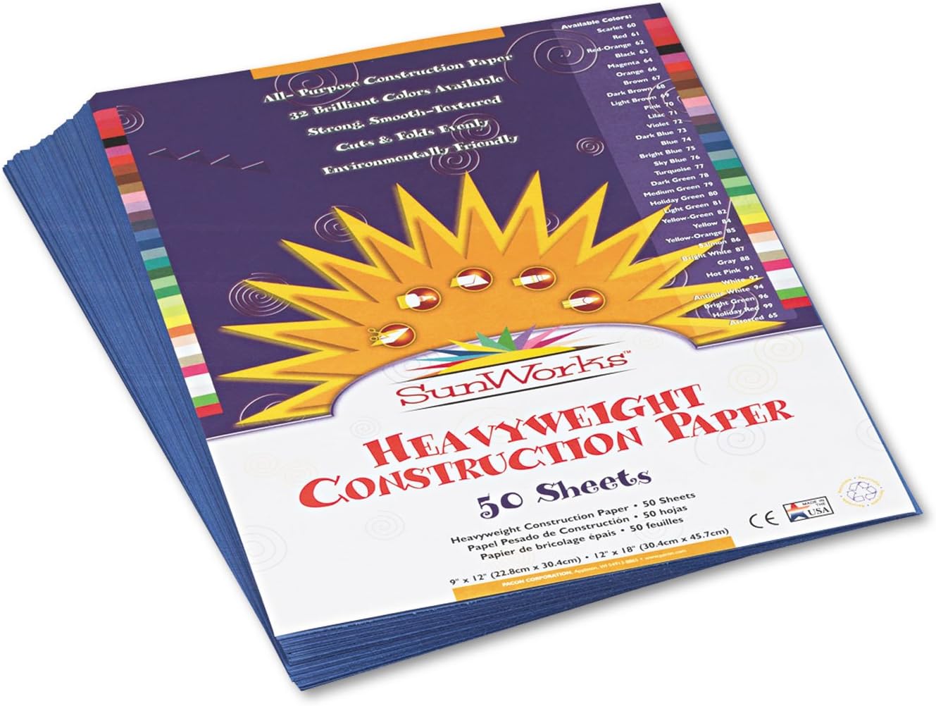 (Formerly SunWorks) Construction Paper, Yellow, 9" x 12", 50 Sheets