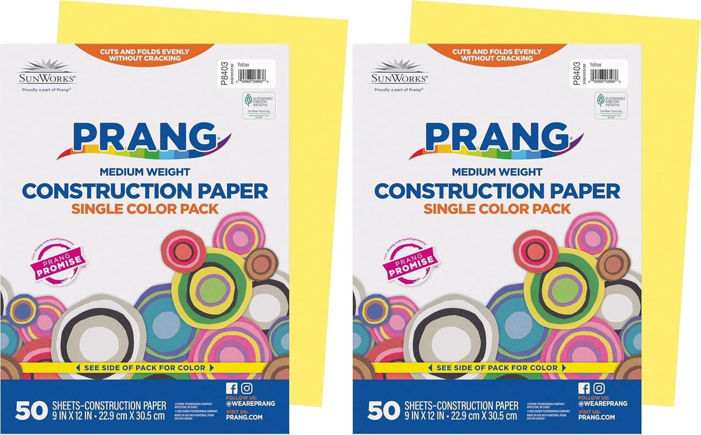 (Formerly SunWorks) Construction Paper, Yellow, 9" x 12", 50 Sheets