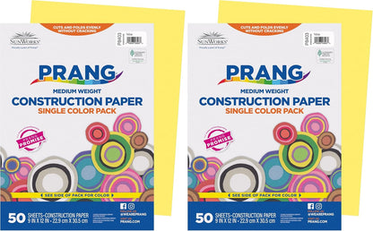 (Formerly SunWorks) Construction Paper, Yellow, 9" x 12", 50 Sheets