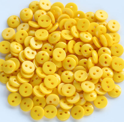 300pcs 7.5mm (0.3 inch) Very Tiny and Small Size Round Resin Buttons Yellow Color 2 Holes Button for Shirts Blouse DIY Crafts Scrapbooking