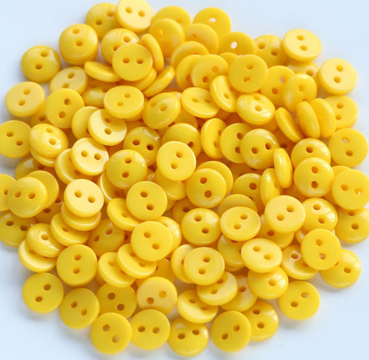 300pcs 7.5mm (0.3 inch) Very Tiny and Small Size Round Resin Buttons Yellow Color 2 Holes Button for Shirts Blouse DIY Crafts Scrapbooking