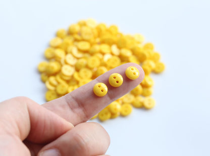 300pcs 7.5mm (0.3 inch) Very Tiny and Small Size Round Resin Buttons Yellow Color 2 Holes Button for Shirts Blouse DIY Crafts Scrapbooking