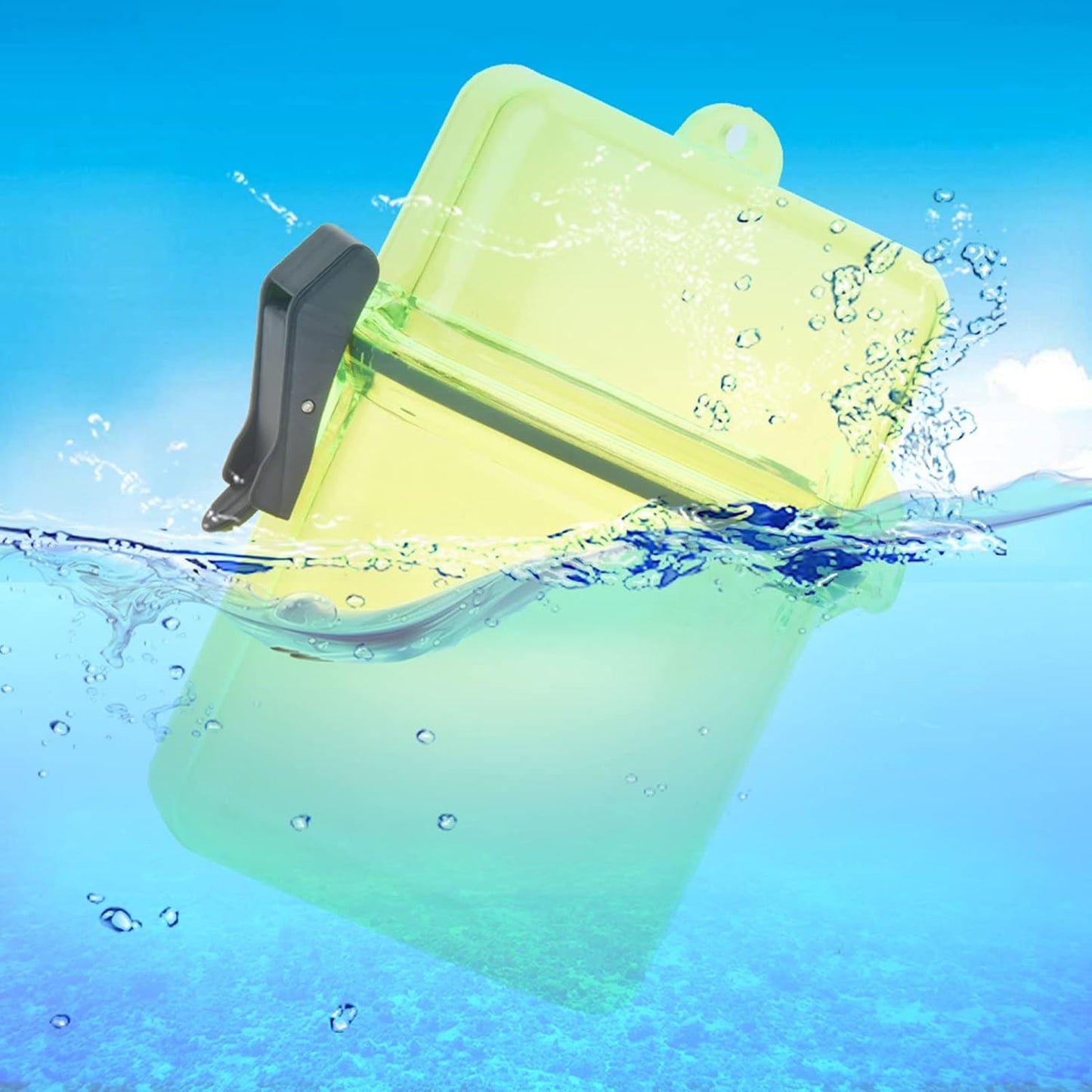 Diving Dry Box, Transparent Diving Kayak Sailing Gear Holder Underwater Waterproof Protective Phone Case with Rope Hook for Surfing (Yellow)