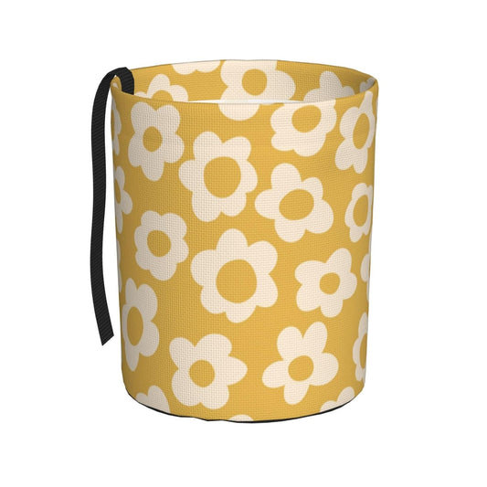 Vintage Groovy Flowers Car Trash Can Small Portable Car Garbage Bag for Back Front Seat RV's Camping Accessories