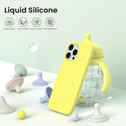 for iPhone 15 Pro Max Case, Liquid Silicone, Lemon Yellow | 4-Layer Liquid Silicone Rubber, Soft Touch Feel, Shockproof Case, Raised Edges, Microfiber Lining