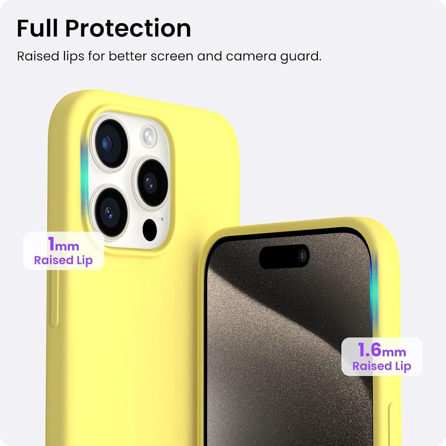 for iPhone 15 Pro Max Case, Liquid Silicone, Lemon Yellow | 4-Layer Liquid Silicone Rubber, Soft Touch Feel, Shockproof Case, Raised Edges, Microfiber Lining