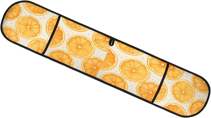 Double Oven Mitts Orange Fruit Lemon Long Heat Resistant Oven Glove with Hanging Loop, Double Oven Mitt Potholder for Cooking Baking Grilling