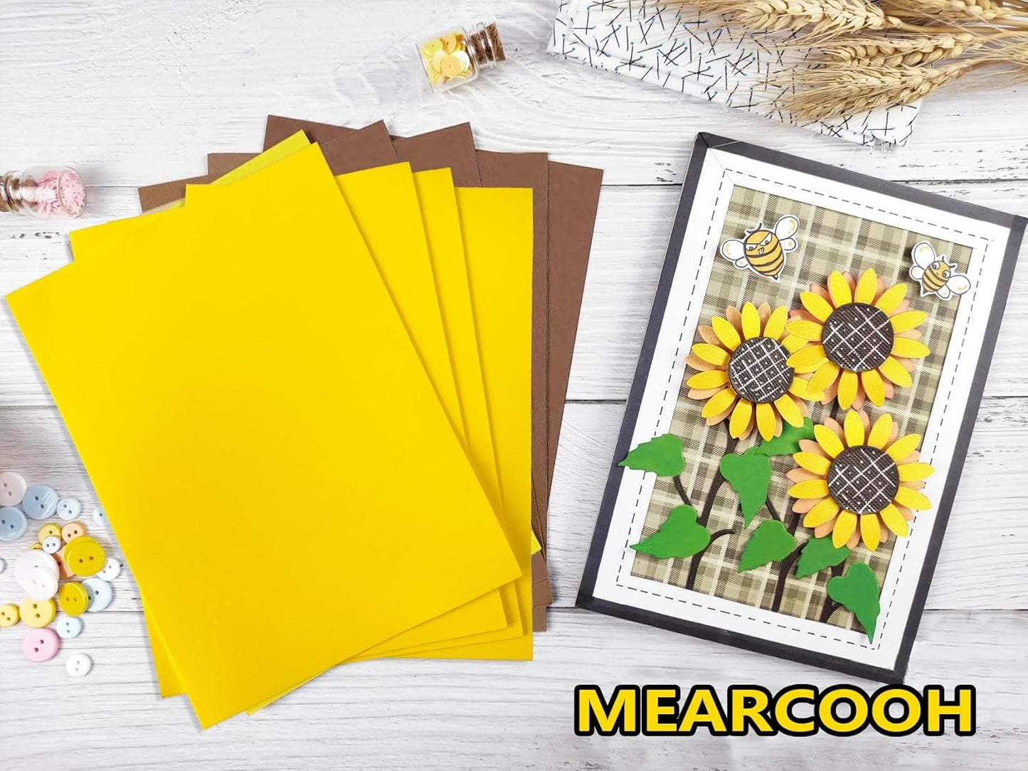 Yellow Foam Sheets Crafts 9x12 Inch 2mm Eva Color Craft Foam Paper for Crafts Project Preschoolers Classroom Scrapbooking DIY Cosplay(10 Sheets)