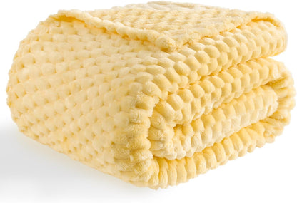 Light Yellow Flannel Throw Blanket (50X40 inches), 300 GSM Fleece Cozy Warm Soft Lightweight Bed Sofa Blanket for Babys and Pets, Suitable for All Seasons