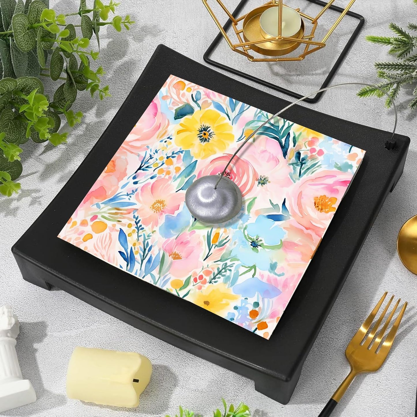40PCS Floral Paper Napkins, 6.5" x 6.5" Disposable Luncheon Napkins with Watercolor Pink Roses & Yellow Flowers Design for Wedding Receptions, Bridal, Baby Showers, Birthday Parties, Outdoor Picnics