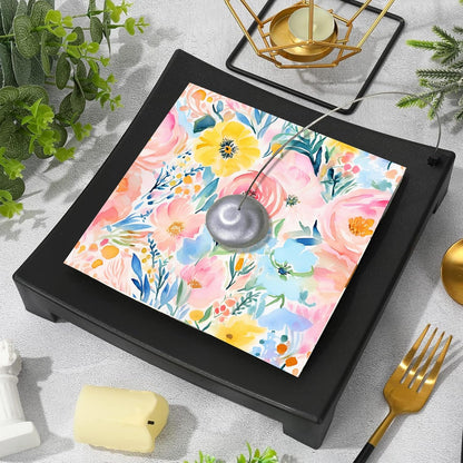 40PCS Floral Paper Napkins, 6.5" x 6.5" Disposable Luncheon Napkins with Watercolor Pink Roses & Yellow Flowers Design for Wedding Receptions, Bridal, Baby Showers, Birthday Parties, Outdoor Picnics