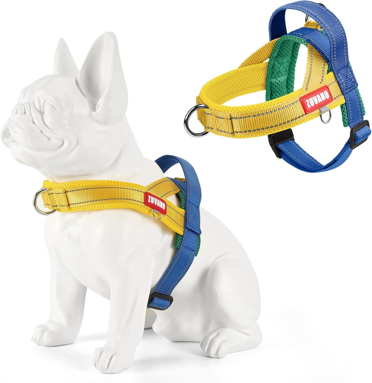 Yellow Dog Harness Escape Proof No Pull Soft Padded Lightweight Vest Medium Sized Dog, Reflective No Choke Harness with Front Clip - Adjustable Step in Breathable Mesh Harness, M