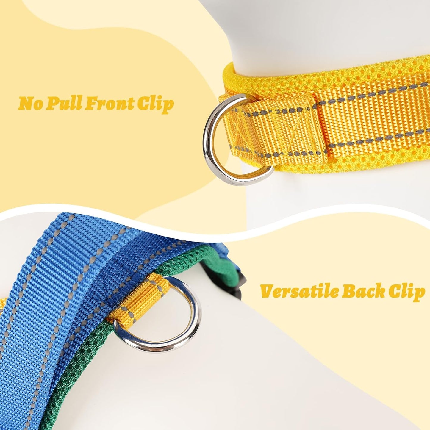 Yellow Dog Harness Escape Proof No Pull Soft Padded Lightweight Vest Medium Sized Dog, Reflective No Choke Harness with Front Clip - Adjustable Step in Breathable Mesh Harness, M