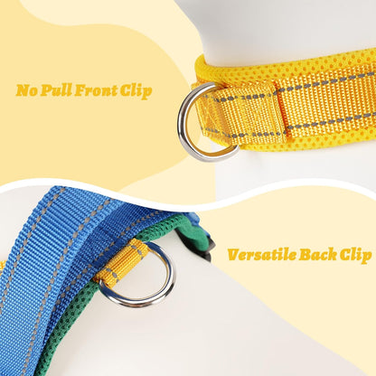 Yellow Dog Harness Escape Proof No Pull Soft Padded Lightweight Vest Medium Sized Dog, Reflective No Choke Harness with Front Clip - Adjustable Step in Breathable Mesh Harness, M
