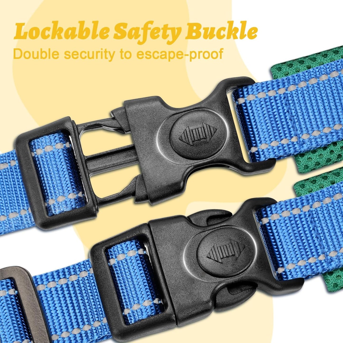 Yellow Dog Harness Escape Proof No Pull Soft Padded Lightweight Vest Medium Sized Dog, Reflective No Choke Harness with Front Clip - Adjustable Step in Breathable Mesh Harness, M