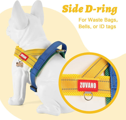 Yellow Dog Harness Escape Proof No Pull Soft Padded Lightweight Vest Medium Sized Dog, Reflective No Choke Harness with Front Clip - Adjustable Step in Breathable Mesh Harness, M