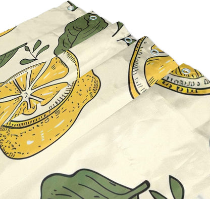 Shower Curtain Yellow Lemons Bathroom Decor Waterproof Fabric with Hooks 60x72 Inch