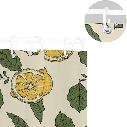Shower Curtain Yellow Lemons Bathroom Decor Waterproof Fabric with Hooks 60x72 Inch