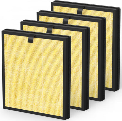 4 Packs AP303 AP304 Replacement Filter Compatible with DAYETTE AP303 AP304 AP308 ＆ FRESHDEW AP303 AP304 Air Cleaner Purifier, Pet Care Filter, Yellow