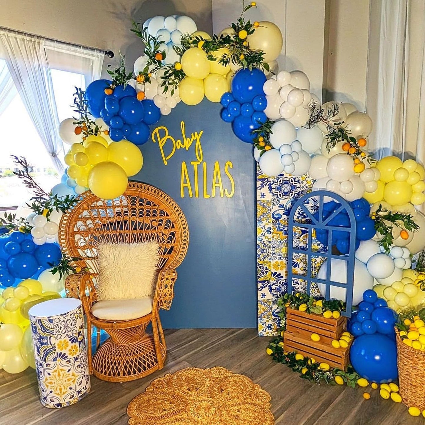 Royal Blue and Yellow Balloon Garland Arch Kit 150Pcs Pastel Blue Macaron Yellow White Balloons for Main Squeeze Bridal Shower Summer Lemon Baby Shower Birthday Wedding Party Decorations