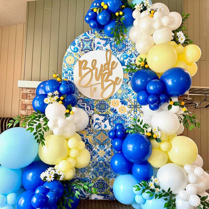 Royal Blue and Yellow Balloon Garland Arch Kit 150Pcs Pastel Blue Macaron Yellow White Balloons for Main Squeeze Bridal Shower Summer Lemon Baby Shower Birthday Wedding Party Decorations