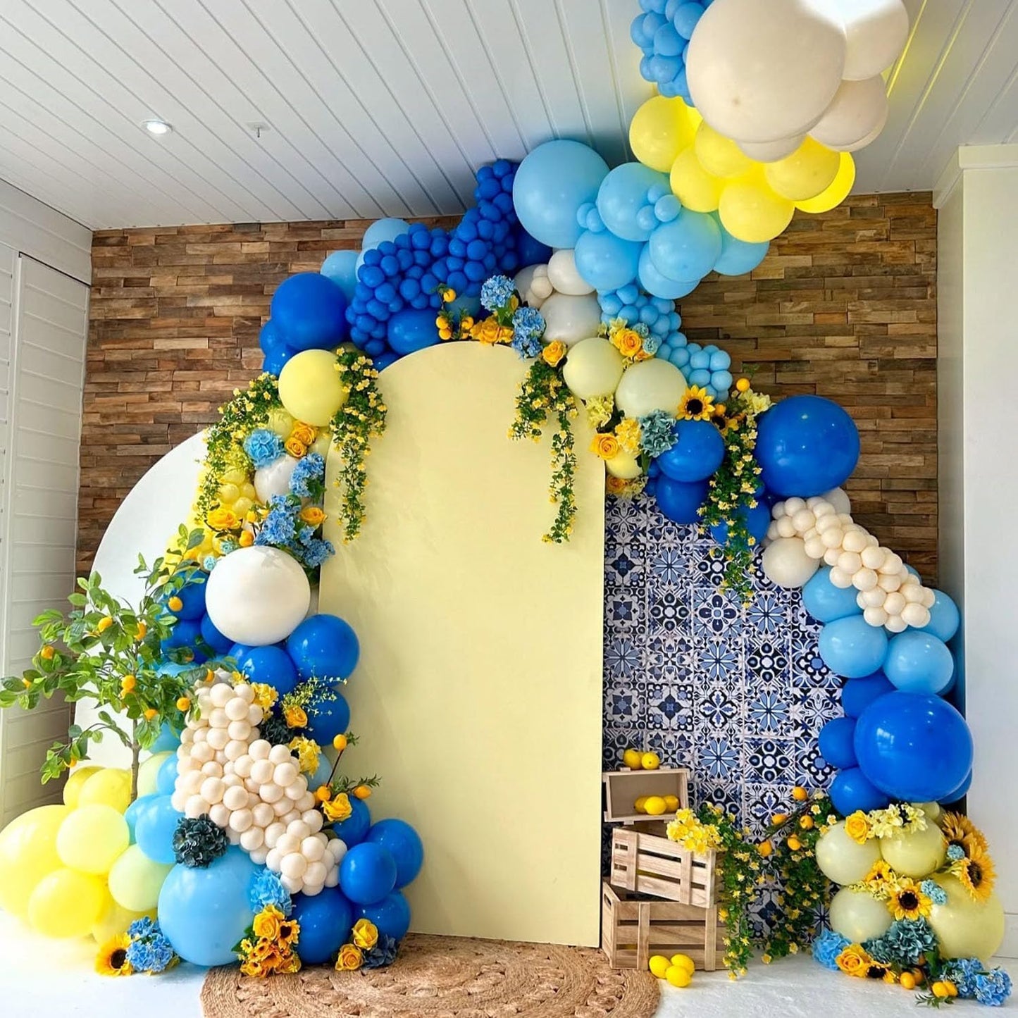 Royal Blue and Yellow Balloon Garland Arch Kit 150Pcs Pastel Blue Macaron Yellow White Balloons for Main Squeeze Bridal Shower Summer Lemon Baby Shower Birthday Wedding Party Decorations