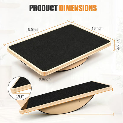Wooden Balance Board, 350LBS Anti-Slip Balance Trainer | wood construction, anti-slip, core training, boost balance, home gym office workout
