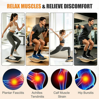 Wooden Balance Board, 350LBS Anti-Slip Balance Trainer | wood construction, anti-slip, core training, boost balance, home gym office workout