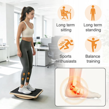 Wooden Balance Board, 350LBS Anti-Slip Balance Trainer | wood construction, anti-slip, core training, boost balance, home gym office workout
