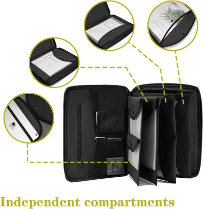 Portable Document Bag, Important Document Organizer, Storage Pouch File Folder for Important Papers, Emergency Binder, Birth Certificates, Social Security Cards, Passports, Photos (Yellow)