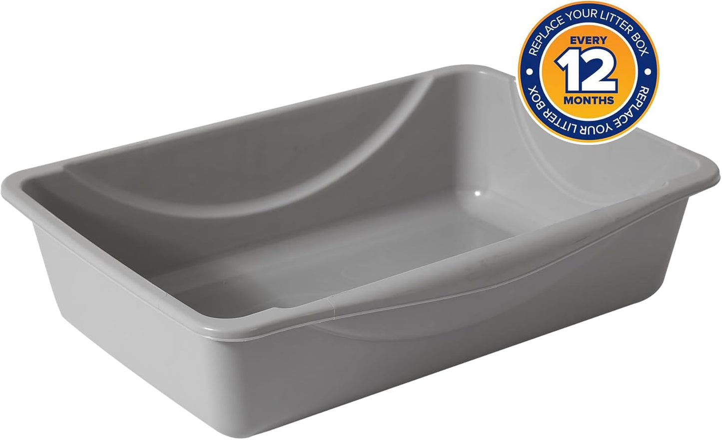 Basic Open Cat Litter Pan, Multidirectional Easy to Clean Plastic Litter Box, Gray, Made in USA, 14" x 10.5" x 3.5", Small Recommended for Kittens and Small Cats